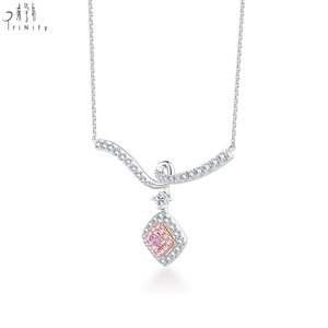 Latest Wholesale Products Shiny Exquisite Pink Diamond <b>Necklace</b> Jewelry 18K Solid Gold Real Natural Diamonds Pendant <b>Necklace</b> - Product Image 3