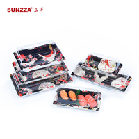 Sunzza-embalaje de comida para tienda japonesa/supermercado, plástico desechable, rectangular, 10 unidades