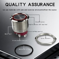 Interrupteur à bouton-poussoir métallique robuste 22 mm IP67 LED 4 broches pour phare, klaxon, bateau marin, tension max. 220 V, courant max. 15 A