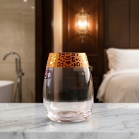 Ensemble de verrerie de luxe en gros avec bordure dorée, verres à vin et à eau en cristal sans plomb pour mariage, gobelets et tasses à boire
