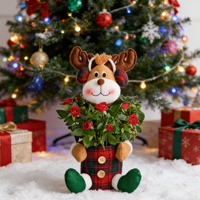 Ensemble de pots de fleurs en forme de rennes de Noël, décorations de fêtes, polyester de haute qualité certifié BSCI, taille personnalisée, fabrication en usine