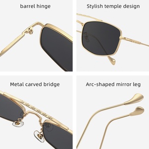 Sunray Metal Trim Dual Bar Bridge Square Metal Rim <b>Sunglasses</b> Clean Cut Sleek Polished Fashion Look New Release - Product Image 5