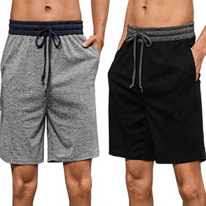 Shorts pour homme en coton 100% écologique, couleur unie, séchage rapide, taille élastique avec poches, vêtements décontractés gris noir - Product Image 1