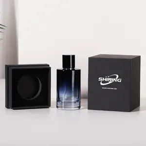 Frasco de perfume de vidro de luxo vazio com cilindro pintado em cores gradientes personalizado 100ml com embalagem de caixa