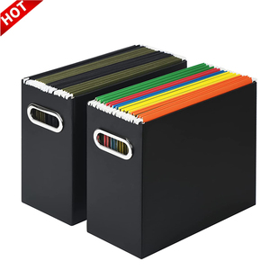 DuoYou-organizador de archivos para escritorio, cajas de almacenamiento de documentos plegables con Handel de <span class=keywords><strong>Metal</strong></span>, 2 paquetes - Product Image 1