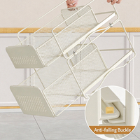 Prix de gros : Organisateur de rangement blanc pour armoire de cuisine, avec tiroir coulissant, porte-couvercles de casseroles, porte-cuillères et panier pour armoire sous évier