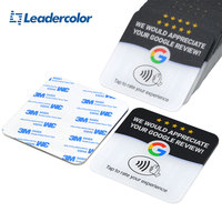 Tarjeta RFID acrílica NFC con chip Ntag213 de 13.56MHz, programable con URL, resistente al agua, con adhesivo para reseñas de Google.