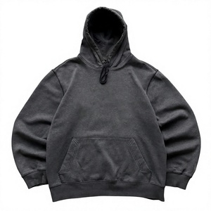 Sweat-shirt à capuche surdimensionné pour homme, couleur unie, avec poche, décontracté, en coton French Terry, pull-over pour l'automne - Product Image 1
