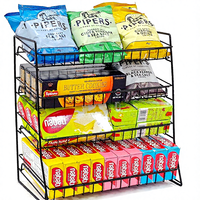 Présentoir de Comptoir Amélioré en Métal Moderne pour Bonbons et Snacks, Étagère à Niveaux Démontable, Résistant à la Poussière, Support pour Sacs de Chips, Idéal pour la Vente au Détail