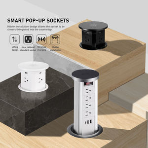 Regleta <span class=keywords><strong>de</strong></span> Aluminio para Mesa con 4 Tomas <span class=keywords><strong>de</strong></span> Corriente, 2 USB-A, 1 USB-C, Diseño Retráctil con Abrazadera para Cocina CN - Product Image 3