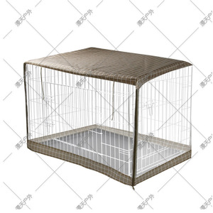 Housse de cage pour animaux de compagnie rectangulaire en polyester respirant à carreaux, taille moyenne, avec ventilation en maille - Product Image 2