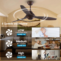 Ventilateur de plafond moderne avec télécommande, 52 pouces, pales en plastique, moteur DC silencieux, en stock aux États-Unis
