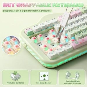 OEM ODM C98 Niedliche Kabellose Mechanische Tastatur Grüner Mao Candy Switch Cake-Tastatur 99 Tasten mit Nummernblock MOA Keycaps BT5024GUS - Product Image 5
