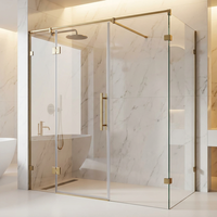 Vente en gros de panneaux de porte de douche en verre trempé transparent de 8 mm et 10 mm, verre de sécurité renforcé, cloison de salle de bain, nano-revêtement facile à nettoyer