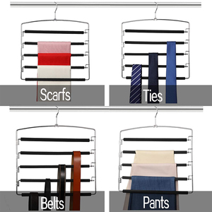 Vente en gros de cintres multifonctionnels en métal culbuteur rembourré <span class=keywords><strong>à</strong></span> 5 couches pour placard organiser un porte-vêtements peu encombrant avec écharpe et pantalon - Product Image 2