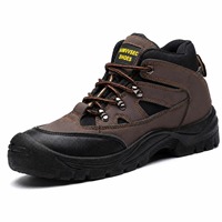 Chaussures de sécurité en cuir marron AIMVVSEC avec embout en acier et protection anti-perforation pour l'hiver, bottes de travail pour l'usine et la construction, vente en gros, logo personnalisé