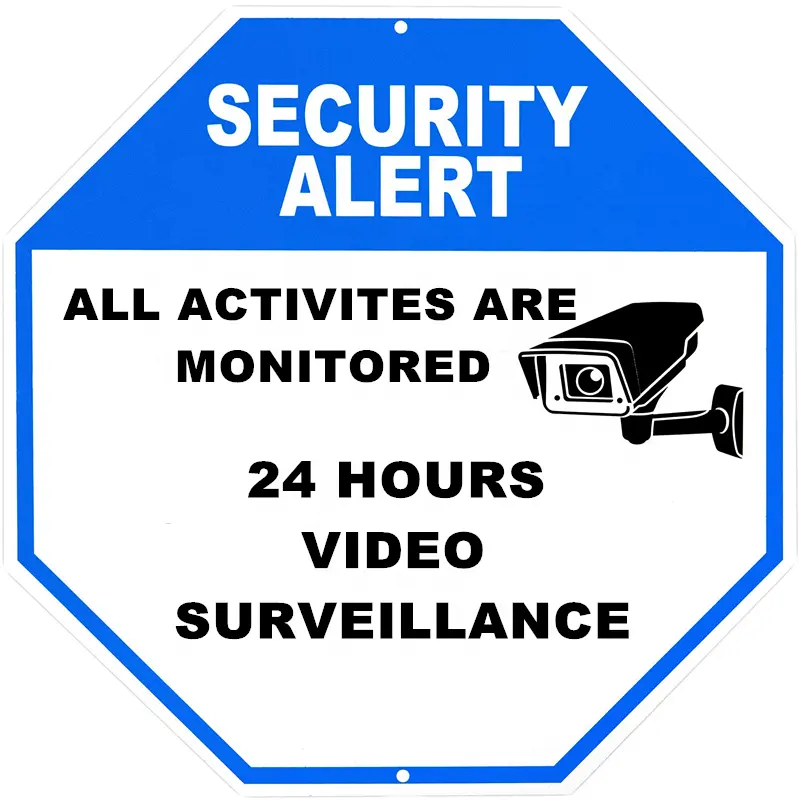 Alumetal 12 by12 אינץ אלומיניום וידאו מעקב סימן אבטחת CCTV התראת אזהרת סימן אין מעבר סימן חלודה משלוח