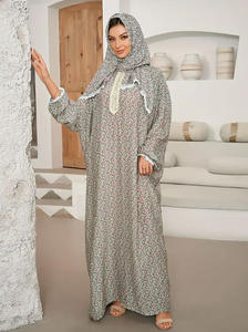 Zifeng OEM nouvelle mode musulmane dubaï arabe moyen-orient dame dentelle à capuche imprimé Robe Robe <span class=keywords><strong>de</strong></span> <span class=keywords><strong>prière</strong></span> - Product Image 2