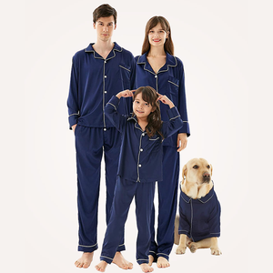 Famille papa <span class=keywords><strong>pyjama</strong></span> maman et moi correspondant pyjamas vêtements de nuit en bambou longue tuyauterie enfants enfants vêtements de détente ensembles - Product Image 1