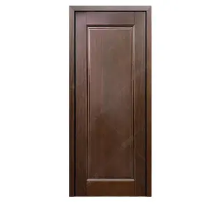 Pintu Interior Pintu Flush Berlapis Kenari dengan Inti Padat Dekorasi Hitam Kayu Komposit Pintu Flush Kayu MDF Tradisional