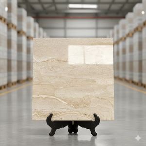 Baldosas de Porcelana Brillante NEORA Imperial Beige de 600x600 mm con Aspecto de Mármol Antideslizante para Cocina, Hotel y Dormitorio - Product Image 1