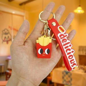 Délicieux Hamburger Pizza 3D PVC porte-clés simulé alimentaire caoutchouc voiture porte-clés arc-en-ciel dragonne délicieux alimentaire PVC porte-clés - Product Image 6