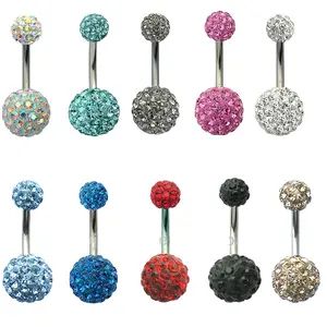 Pha Lê Disco Ball Ferido Thanh Đôi Rốn Belly Nhẫn Piercing Trang Sức BER-001