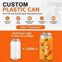 Boîtes de conserve en plastique PET transparentes de 330 ml, 500 ml et 650 ml, gobelets à café transparents avec couvercles en aluminium pour l'emballage de jus et de boissons