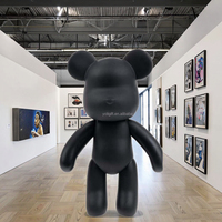 Sculpture populaire d'ours à gouttes de liquide, ours noirs faits à la main, figurine de pot à monnaie, peinture d'ours de dessin animé, statue d'ours