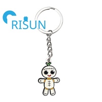 Porte-clés en émail personnalisé en gros, thème Halloween effrayant, squelette voodoo, porte-clés en métal, poupée voodoo, cœur rouge, porte-clés en émail anime