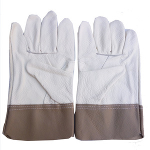 Cowhide Welding <b>Gloves</b> White Short Unlined Stick Welding Construction Industry Molten Metal Splash Test <b>Type</b> A - Product Image 2