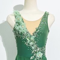 Robe de patinage artistique verte G051 avec appliques en strass, jupe en tulle dégradé, costume de performance professionnel pour compétition de patinage sur glace
