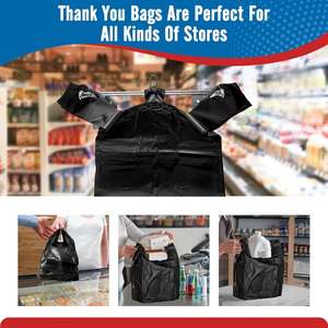 Bolsa de Compras Biodegradable Tipo Camiseta con Asa para el Hombro, Personalizable, Material PE Negro, para Restaurantes de Comida para Llevar - Product Image 5