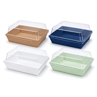 Boîte en carton kraft avec couvercle transparent et fenêtre, emballage alimentaire personnalisé avec logo pour desserts et gâteaux