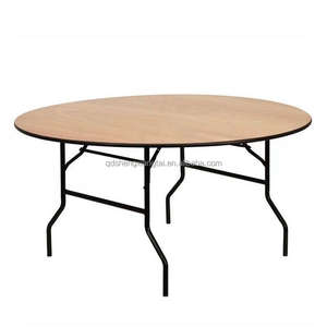 60 72 pollici. Tavolo Pieghevole Rotondo con Piano in Legno e Struttura in Metallo, Sedute in Compensato per 8-10 Persone, Produzione all'Ingrosso - Product Image 4