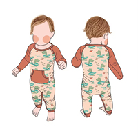 Combinaison en bambou de haute qualité personnalisée avec fermeture éclair et boutons-pression, pyjama confortable pour nouveau-nés et bébés, vente en gros