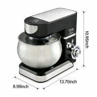 Robot pâtissier électrique de cuisine 1300W, bol en acier inoxydable 5L, mélangeur planétaire 360°, stable, antidérapant, arrêt automatique intelligent