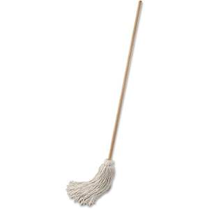 Boardwalk BWK132C #32 54 In. Natural Wood Handle 6-pack Set of White Cotton Head <b>Mops</b> Deck <b>Mop</b> - Product Image 3