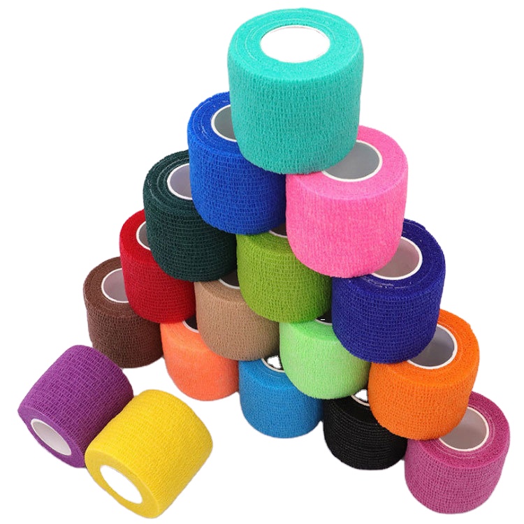 Certified Factory Non Woven Cohesive Bandage Wrap Tape Colorful Elastic Cohesive Self-adhesive Bandage for Medical Sport Vet