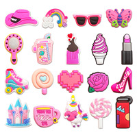 Accessoires de sabots en PVC rose en gros HY, breloques de chaussures pour filles, design personnalisé, logo unique, mignon et tendance