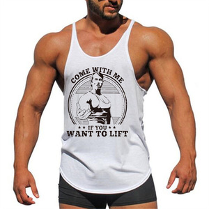 Débardeur de <span class=keywords><strong>musculation</strong></span> classique pour homme, bretelles fines, débardeur musculaire, col halter, pur coton, imprimé, grande taille, entraînement, vente en gros - Product Image 2