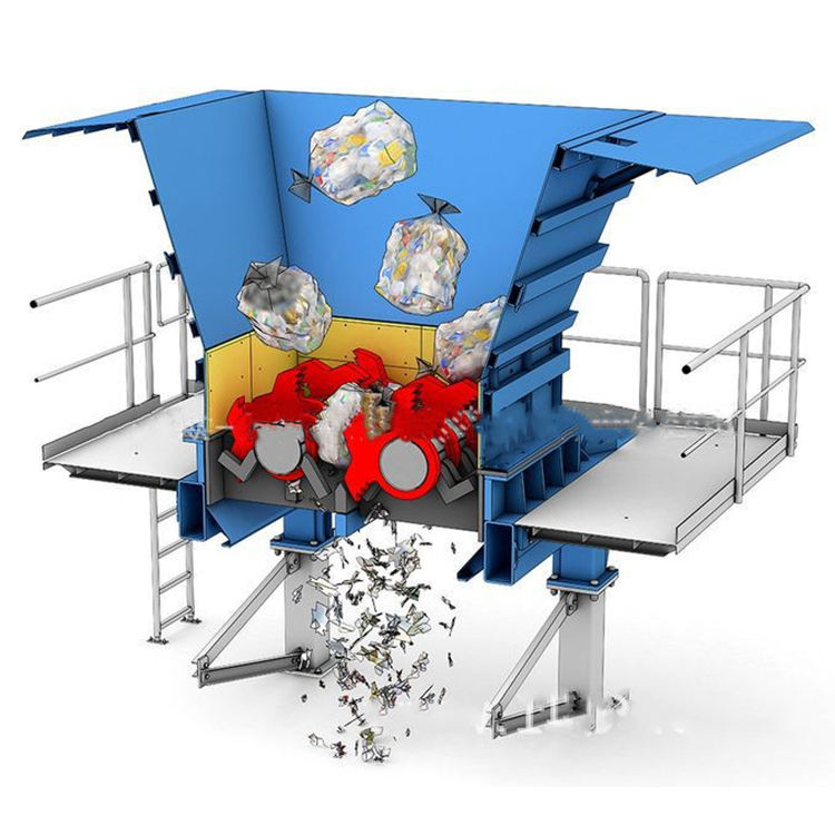 Small Double Shaft Scrap Metal Plastic Bottle Cans Waste Paper