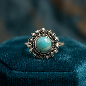 Bague en larimar personnalisée de style bohème en argent sterling 925 faite à la main bijoux incrustés de lunette solide avec timbre 925 - Product Image 3