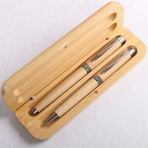 Ensemble de stylos à bille en bambou en gros, pointe de 0,5 mm, encre noire, emballage en boîte cadeau, stylo publicitaire promotionnel - Product Image 4