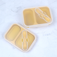 Bébé enfants biodégradable étanche récipient de stockage des aliments pliable moderne enfants silicone bento boîte à lunch ensemble