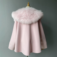 Manteau en cachemire fait main Jxwatcher, style ample, élégant, personnalisé, pour femme, avec col en vraie fourrure de renard, en laine double face, pour l'hiver