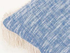 Blue Abstract Hand loom Chembrey Natural TNT Cotton Fringes Cushion Cover Handmade Decorative <b>Pillow</b> <b>Case</b> for Sofa Bedroom - Product Image 4