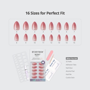 Lot de faux ongles courts en amande pour printemps-été avec colle, vente en gros, rose chrome, gel souple, Saint-Valentin, à coller, en vrac - Product Image 2