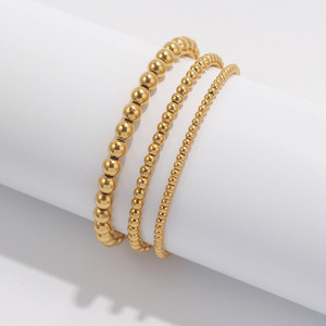 Bracciale Elastico con Perline Minimalista Placcato Oro 18K Antiossidante da 3 MM a 6MM per Donne - Product Image 3
