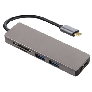 Type-C To <b>Hdmi</b> 5 In 1 Docking Station Aluminum Alloy <b>Usb</b> Hub <b>With</b> <b>Hdmi</b> And <b>Usb</b> Ports For Laptop Computer - Product Image 2